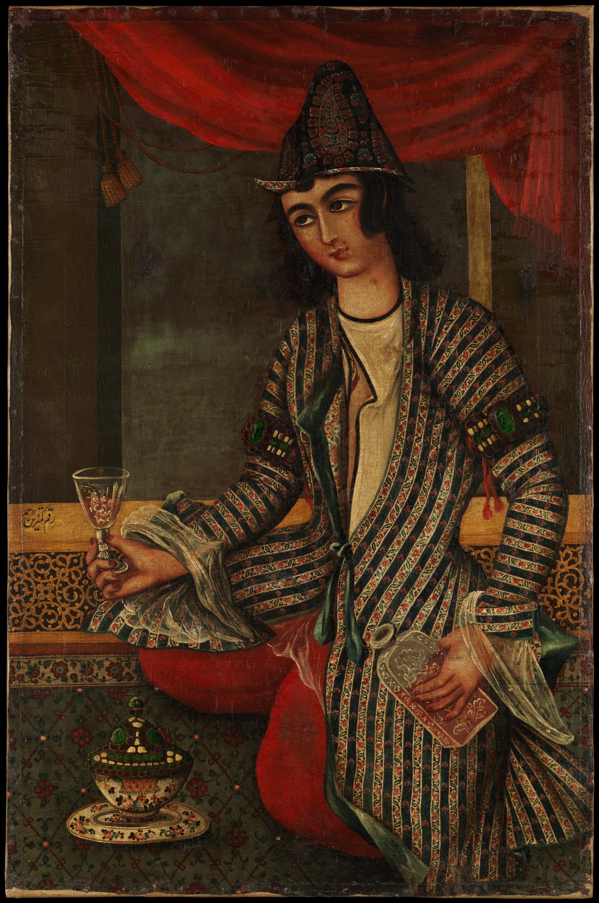 Jeune homme tenant une coupe, Atelier persan anonyme, early 19th century