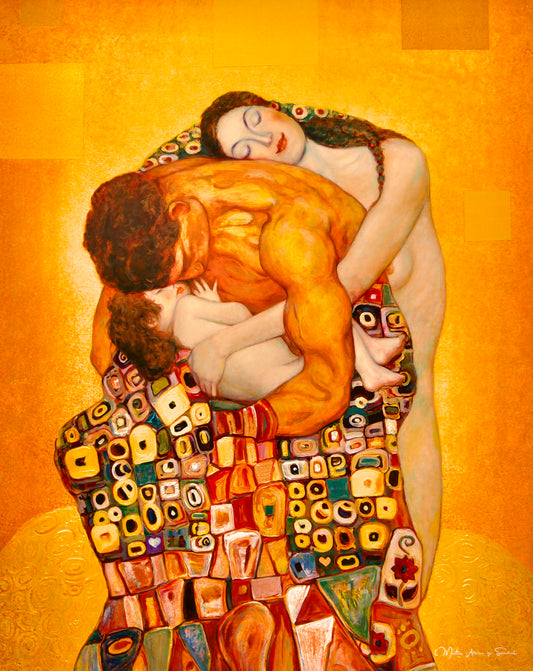 👨‍👩‍👧 L'Étreinte Familiale – Inspiré de Gustav Klimt (Œuvre de collage créée par des fans)