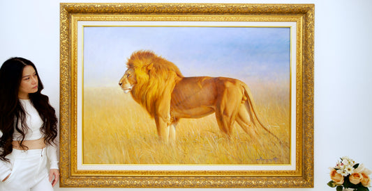 Lion dans la savane | 150 x 100 cm