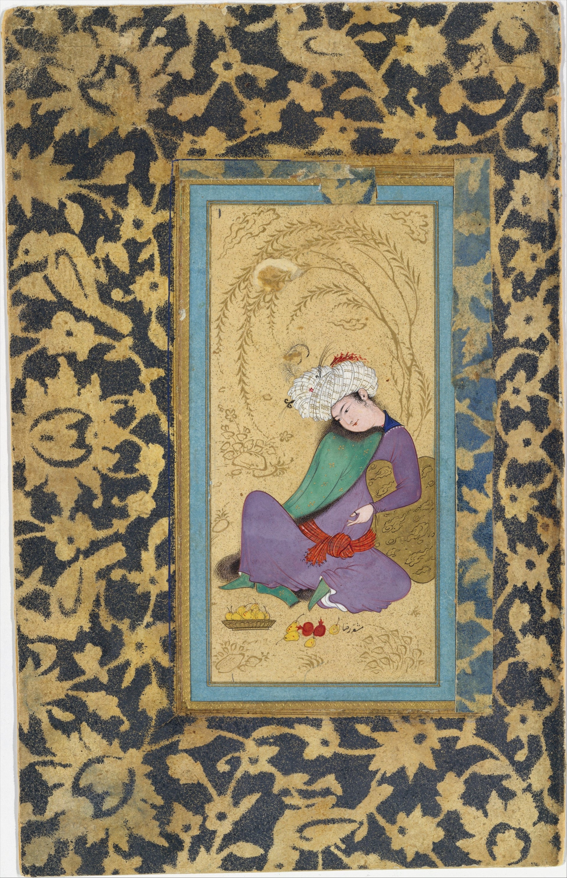 Homme au manteau doublé de fourrure, Riza-yi 'Abbasi, ca. 1600
