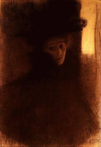 🎩 Dame à la cape et au chapeau – Gustav Klimt (vers 1897-1898)