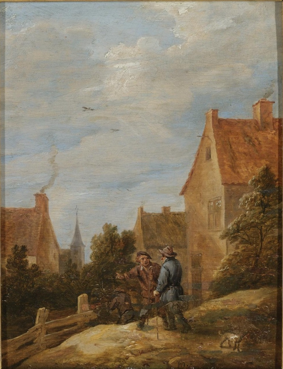 Paysans sur une route dans un village - David Teniers le Jeune
