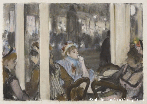 Reproduction du tableau « Femmes à la terrasse d'un café le soir - Edgar Degas » par Alpha Reproduction en peinture à l’huile