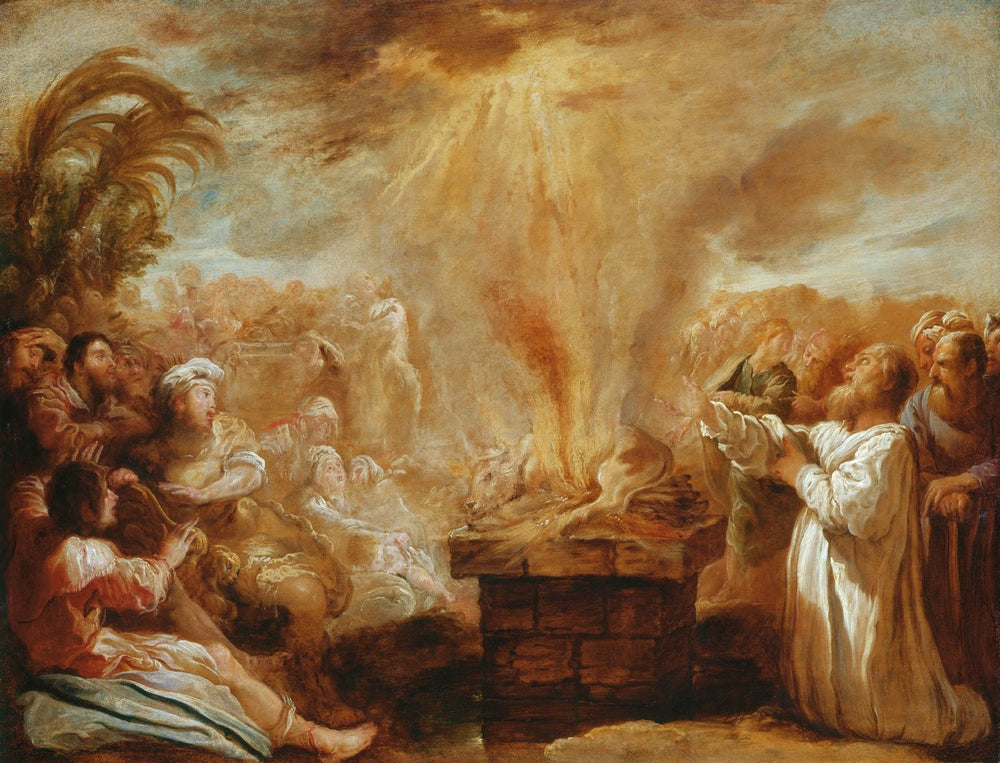 Le sacrifice d'Élie devant les prêtres de Baal - Domenico Fetti image 1 reproduction de peinture à l’huile