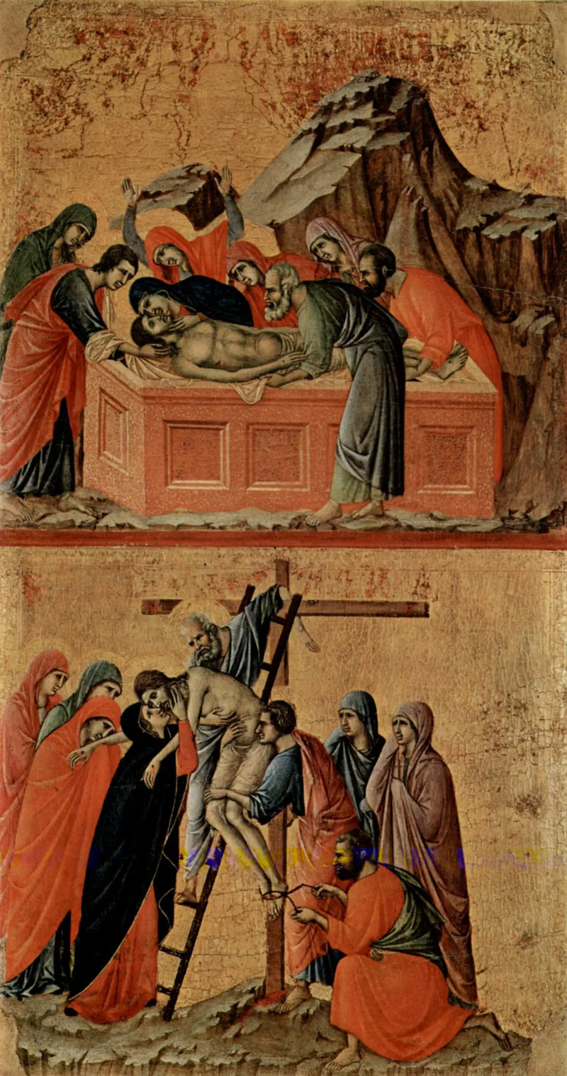 Enterrement du Christ (en haut) ; Descente de Croix (en bas) - Duccio di Buoninsegna