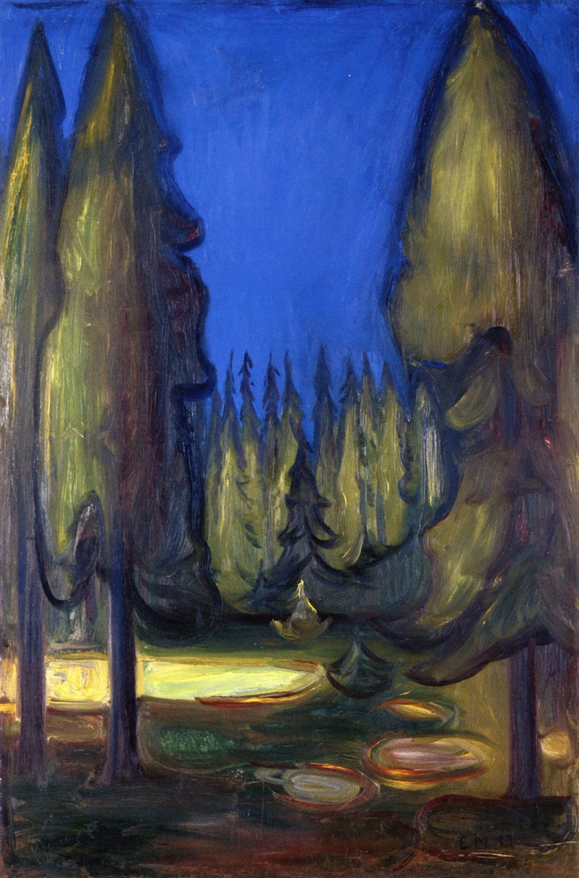 Reproduction du tableau « forêt d'épicéas - Edvard Munch » par Alpha Reproduction en peinture à l’huile