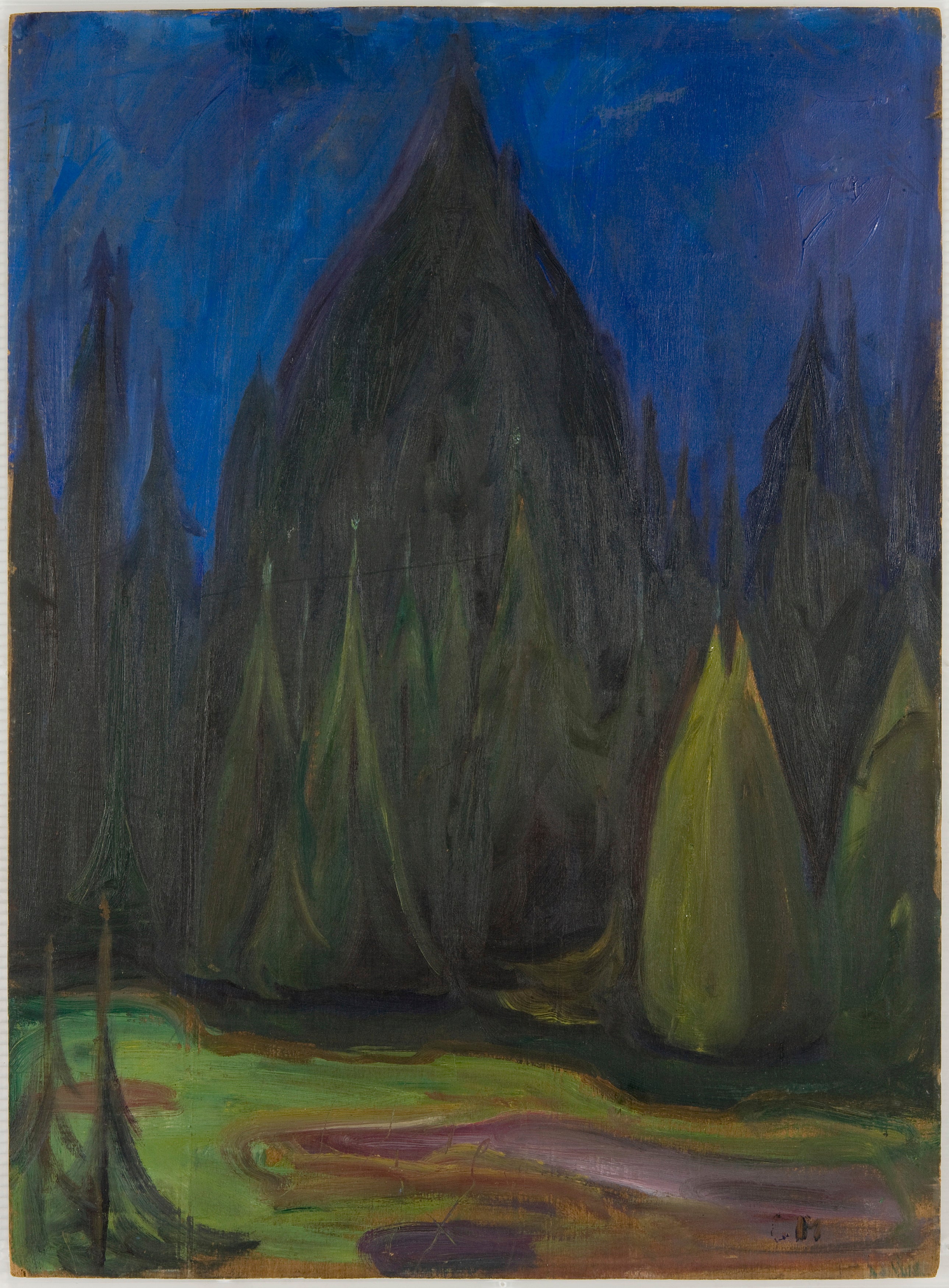 Reproduction du tableau « forêt d'épicéas - Edvard Munch » par Alpha Reproduction en peinture à l’huile