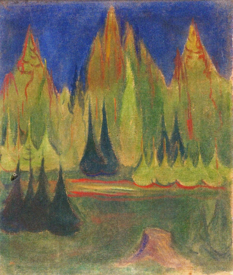 Reproduction du tableau « forêt d'épicéas - Edvard Munch » par Alpha Reproduction en peinture à l’huile