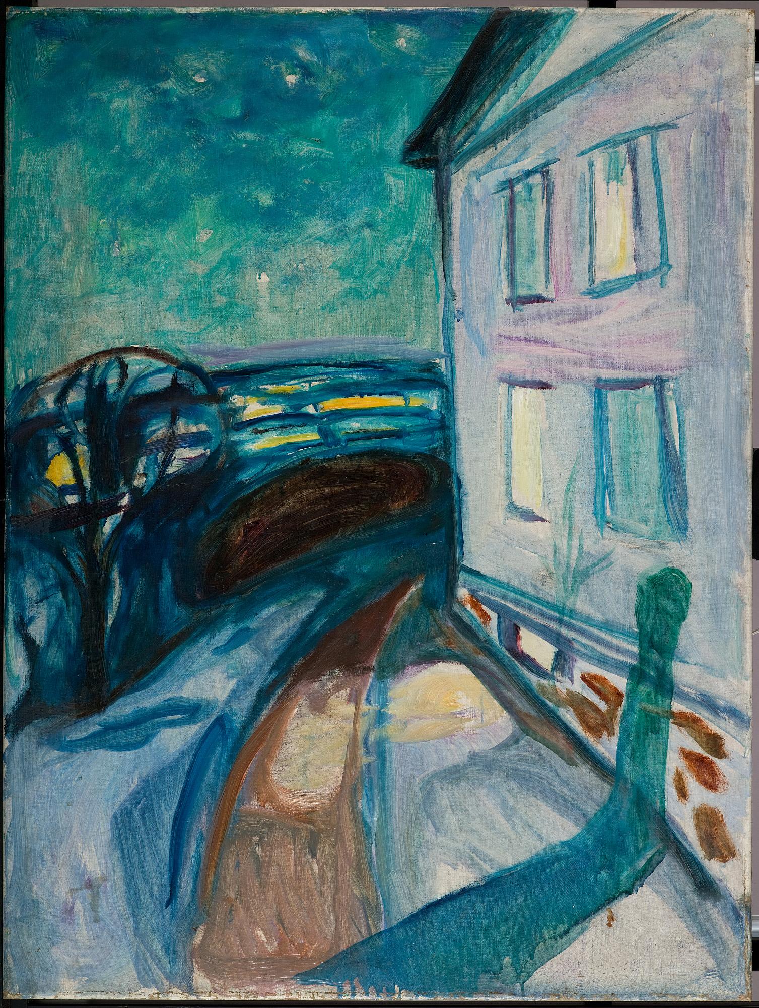 Reproduction du tableau « mur de maison au clair de lune - Edvard Munch » par Alpha Reproduction en peinture à l’huile