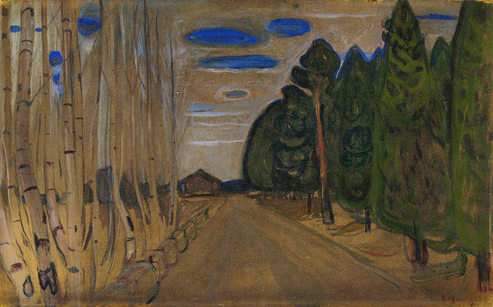 Reproduction du tableau « Paysage avec une route - Edvard Munch » par Alpha Reproduction en peinture à l’huile