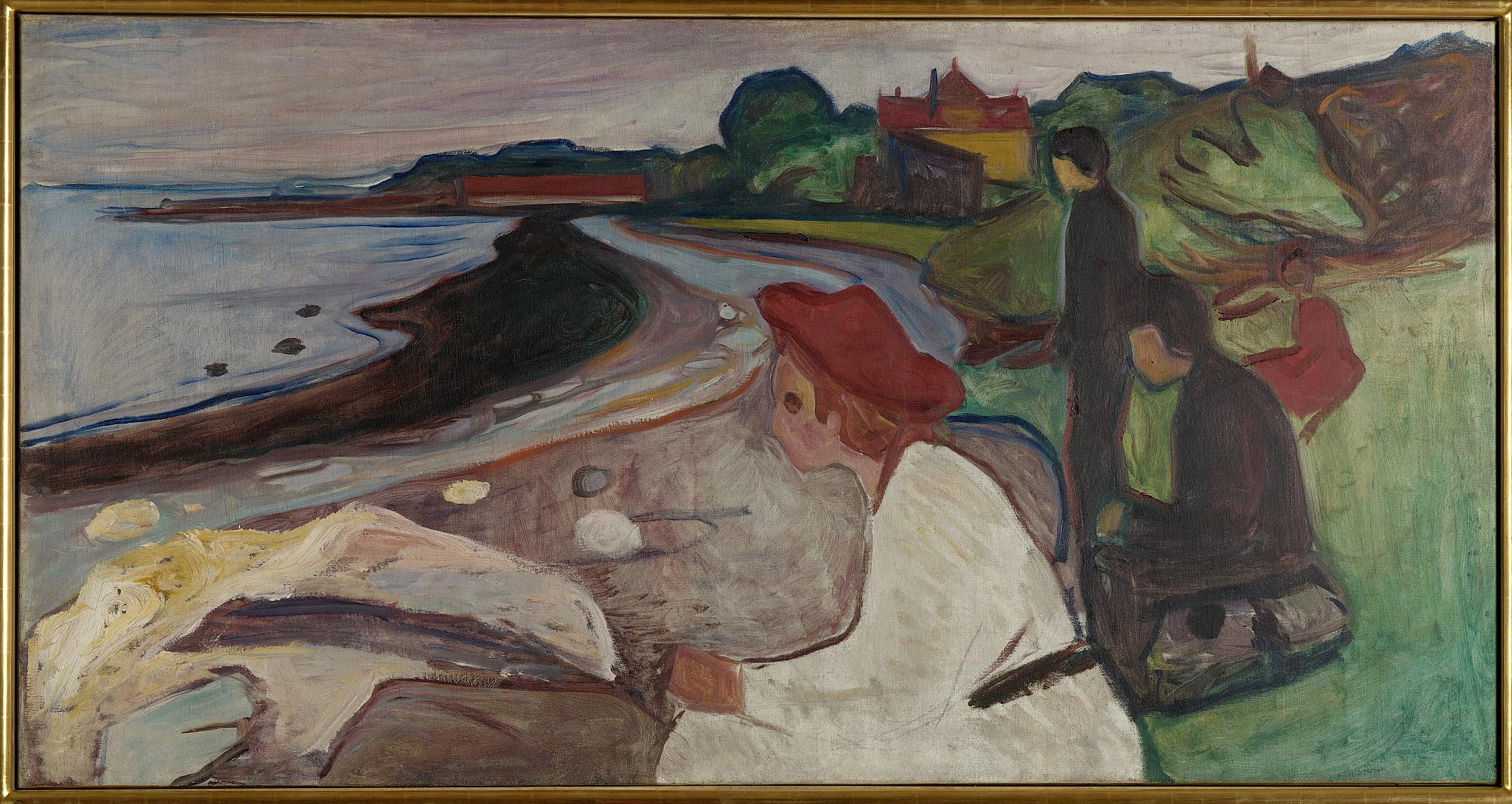 Reproduction du tableau « Jeunes Personnes sur la plage (Frise Linde) - Edvard Munch » par Alpha Reproduction en peinture à l’huile