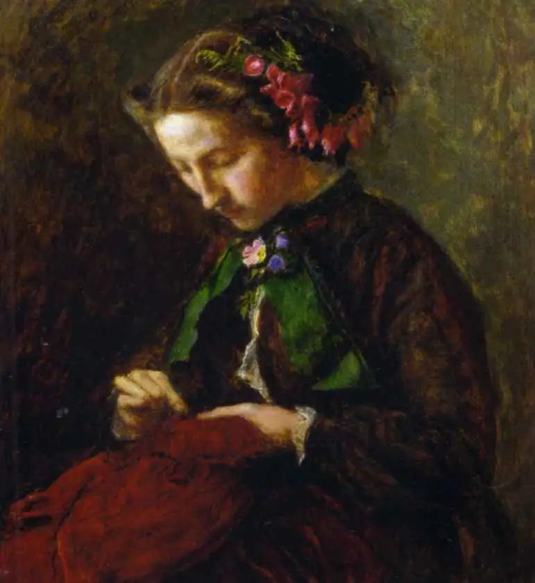Euphemia 'Effie' Chalmers Gray, Mme John Ruskin (1828-1898), plus tard Lady Millais, avec des digitales dans ses cheveux (La Digitale) - John Everett Millais