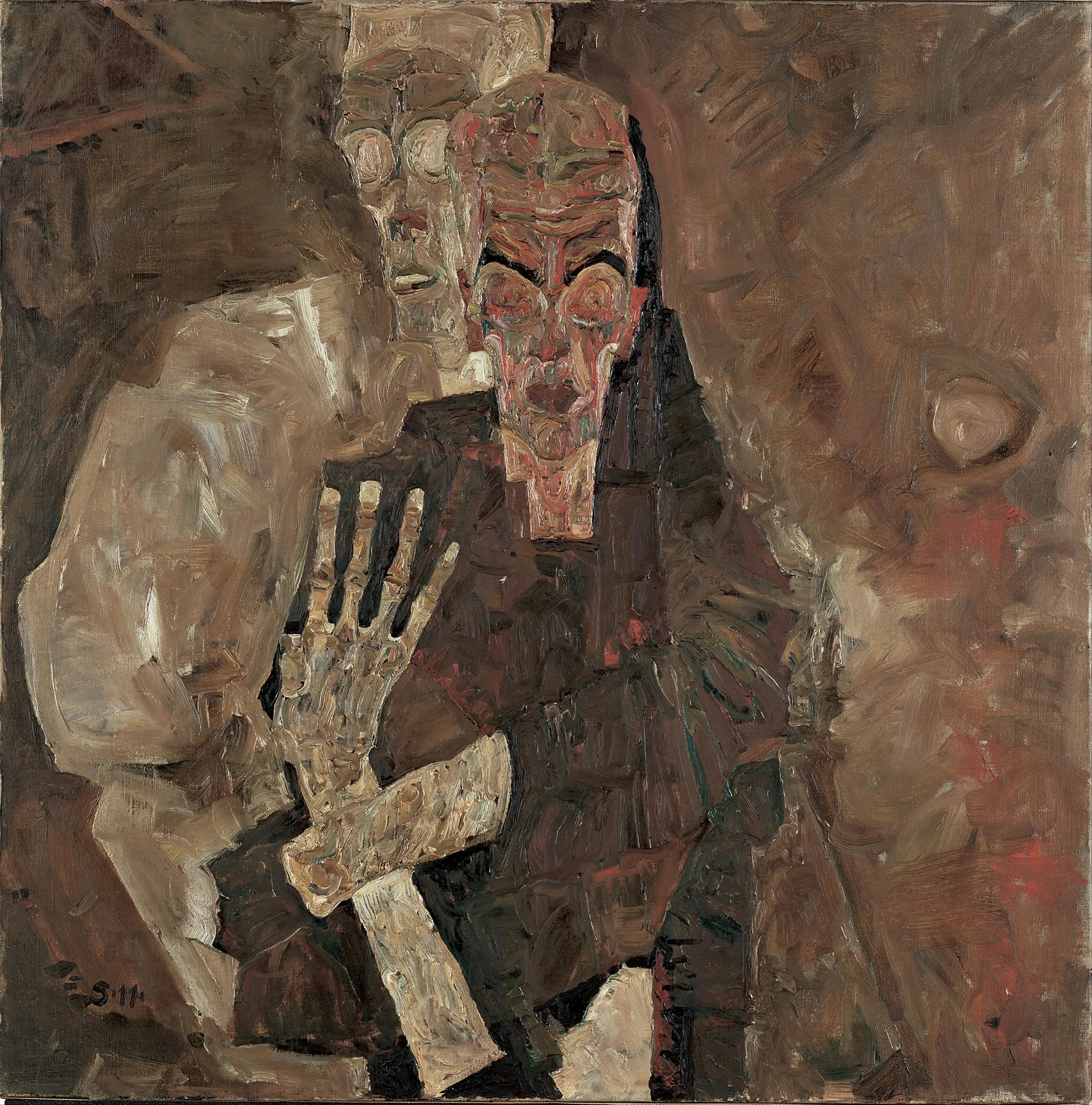 Reproduction du tableau « Self-Seer II (La Mort et l'Homme) - Egon Schiele » par Alpha Reproduction en peinture à l’huile