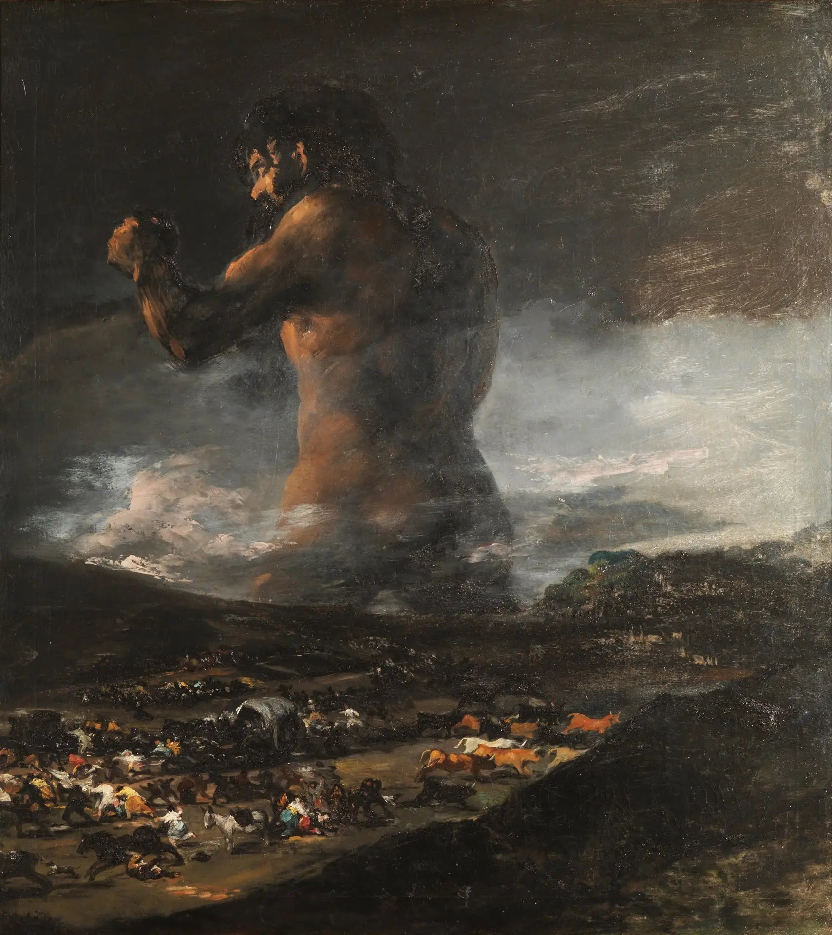 Reproduction du tableau « Le Colosse - Francisco de Goya » par Alpha Reproduction en peinture à l’huile
