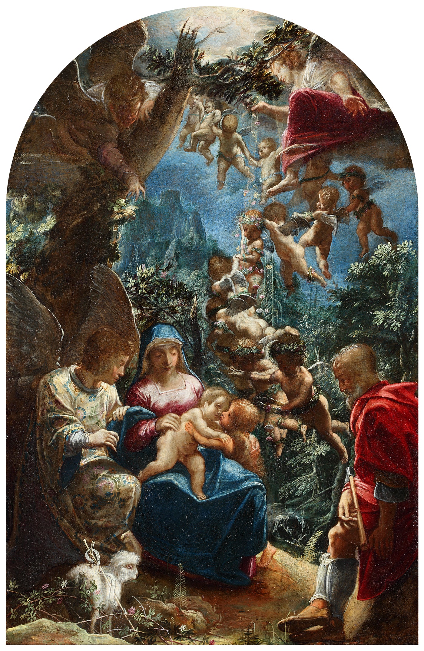 La Sainte Famille avec le petit Jean-Baptiste et les anges - Adam Elsheimer