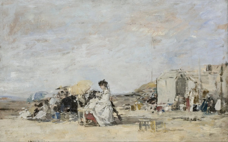 Dame en blanc sur la plage de Trouville - Eugène Boudin