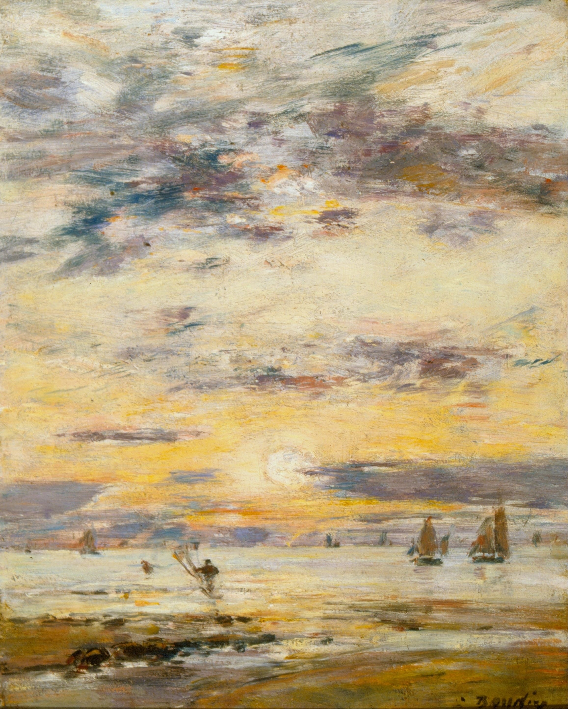 Reproduction du tableau « Paysage marin - Coucher de soleil - Eugène Boudin » par Alpha Reproduction en peinture à l’huile