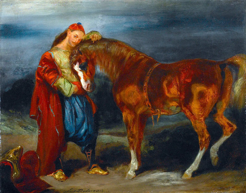 Jeune Turc caressant son cheval - Eugène Delacroix