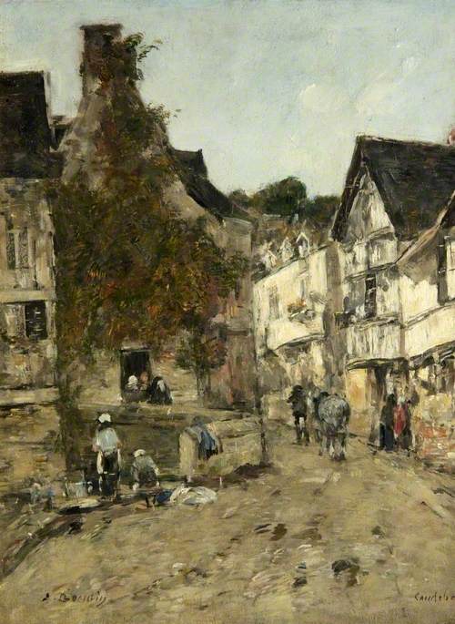 Reproduction du tableau « Une rue de Caudebec-en-Caux - Eugène Boudin » par Alpha Reproduction en peinture à l’huile