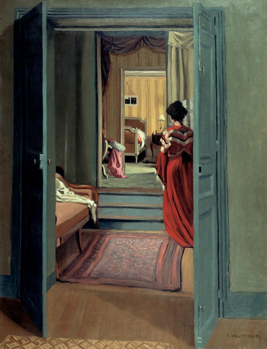 Intérieur avec femme en rouge de dos - Félix Vallotton