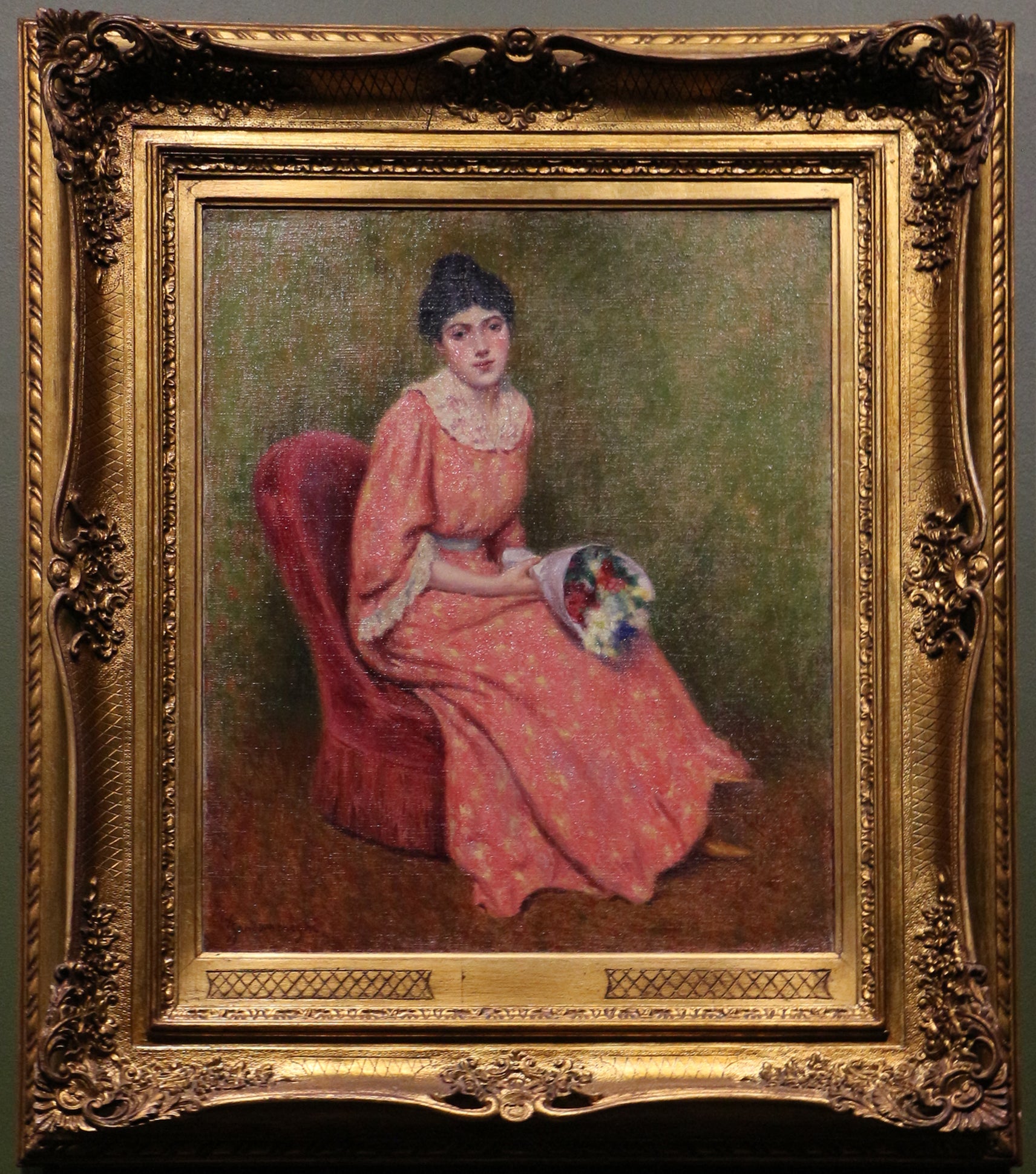 Jeune fille au bouquet de fleurs - Federico Zandomeneghi