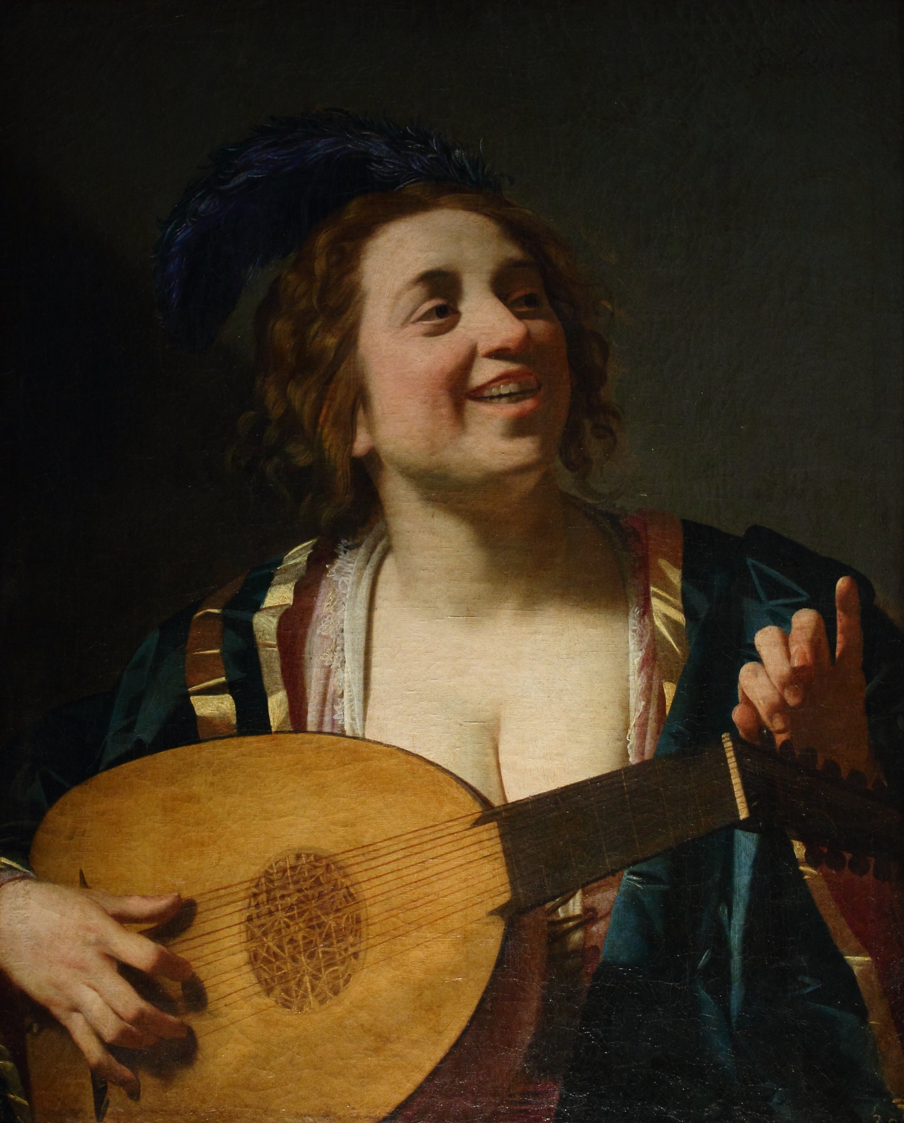 Femme jouant du luth - Gerrit van Honthorst