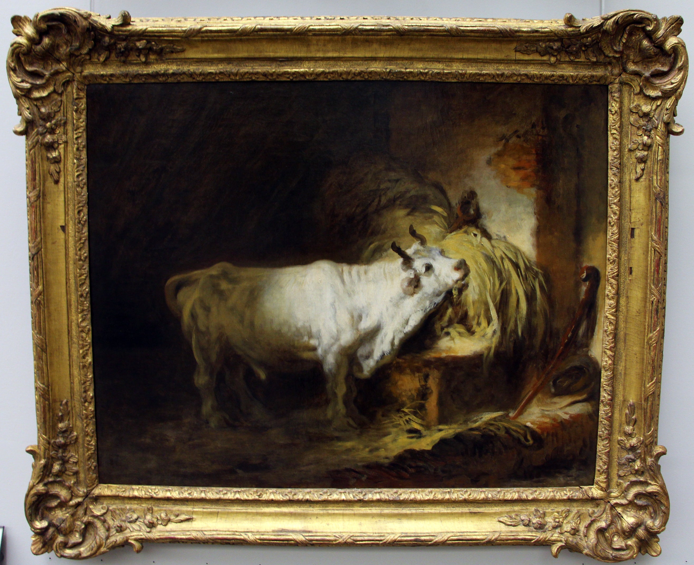 Taureau blanc à l'étable - Jean-Honoré Fragonard