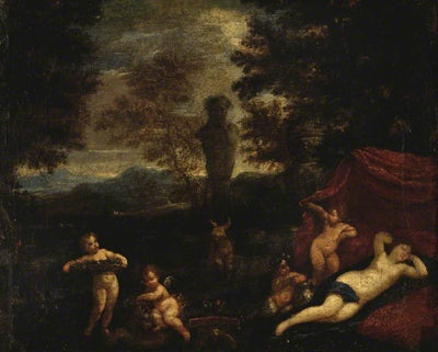 Vénus et Cupidon dans un paysage - Francesco Albani
