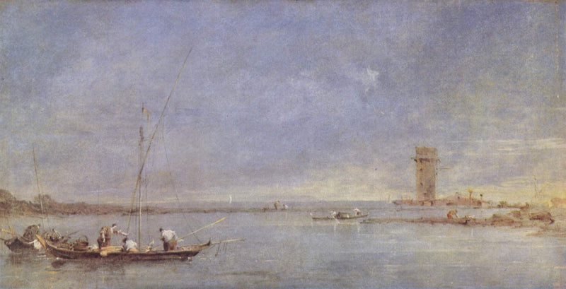Vue de la lagune de Venise avec la tour de Malghera - Francesco Guardi