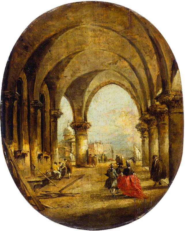 Capriccio avec l'arcade du palais des Doges et San Giorgio Maggiore - Francesco Guardi