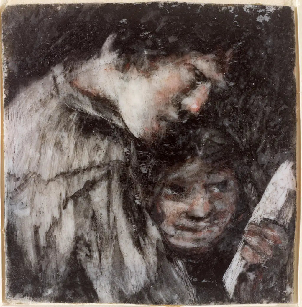 Reproduction du tableau « Deux enfants regardant un livre - Francisco de Goya » par Alpha Reproduction en peinture à l’huile