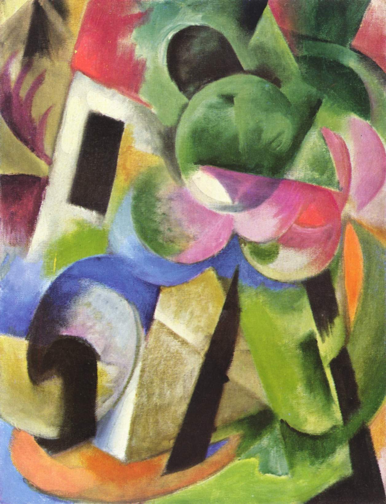 Reproduction du tableau « Petite composition II - Franz Marc » par Alpha Reproduction en peinture à l’huile