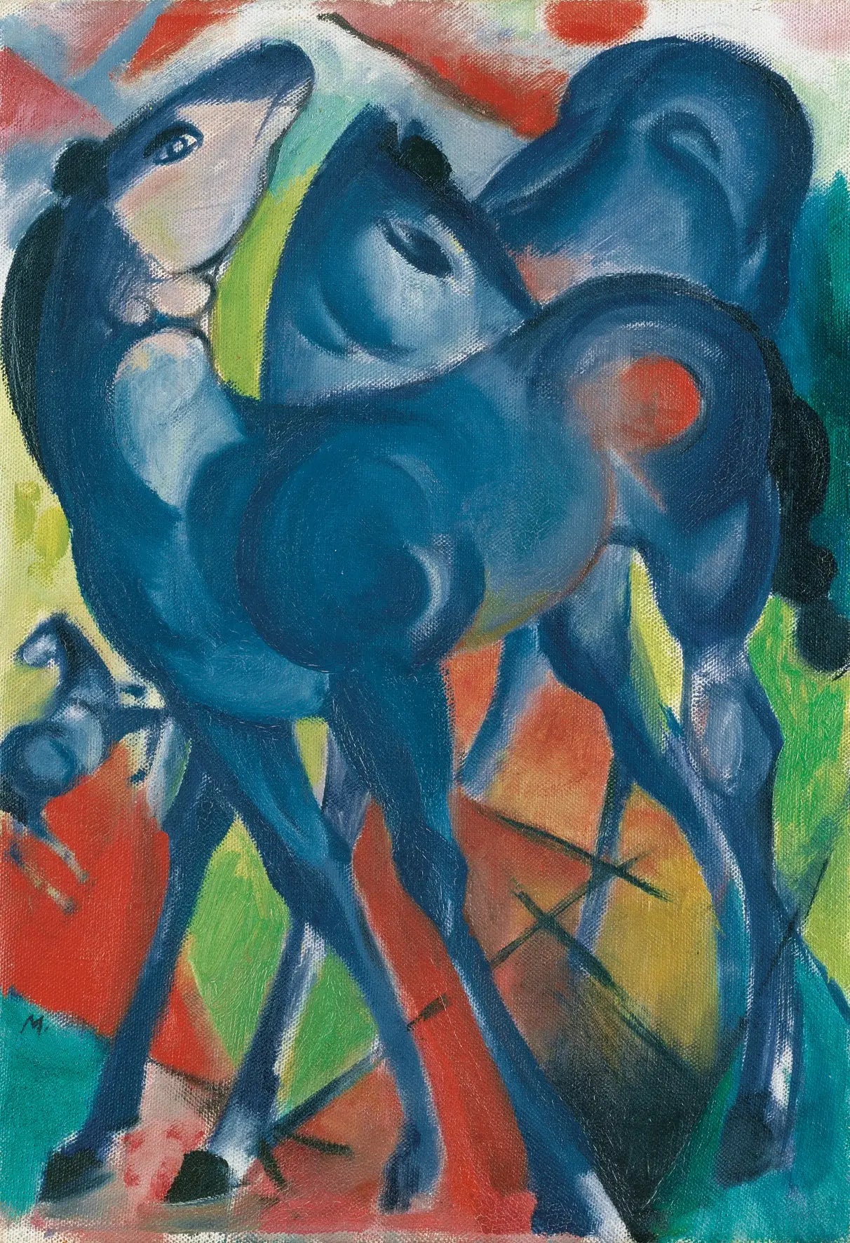 Reproduction du tableau « Les poulains bleus - Franz Marc » par Alpha Reproduction en peinture à l’huile