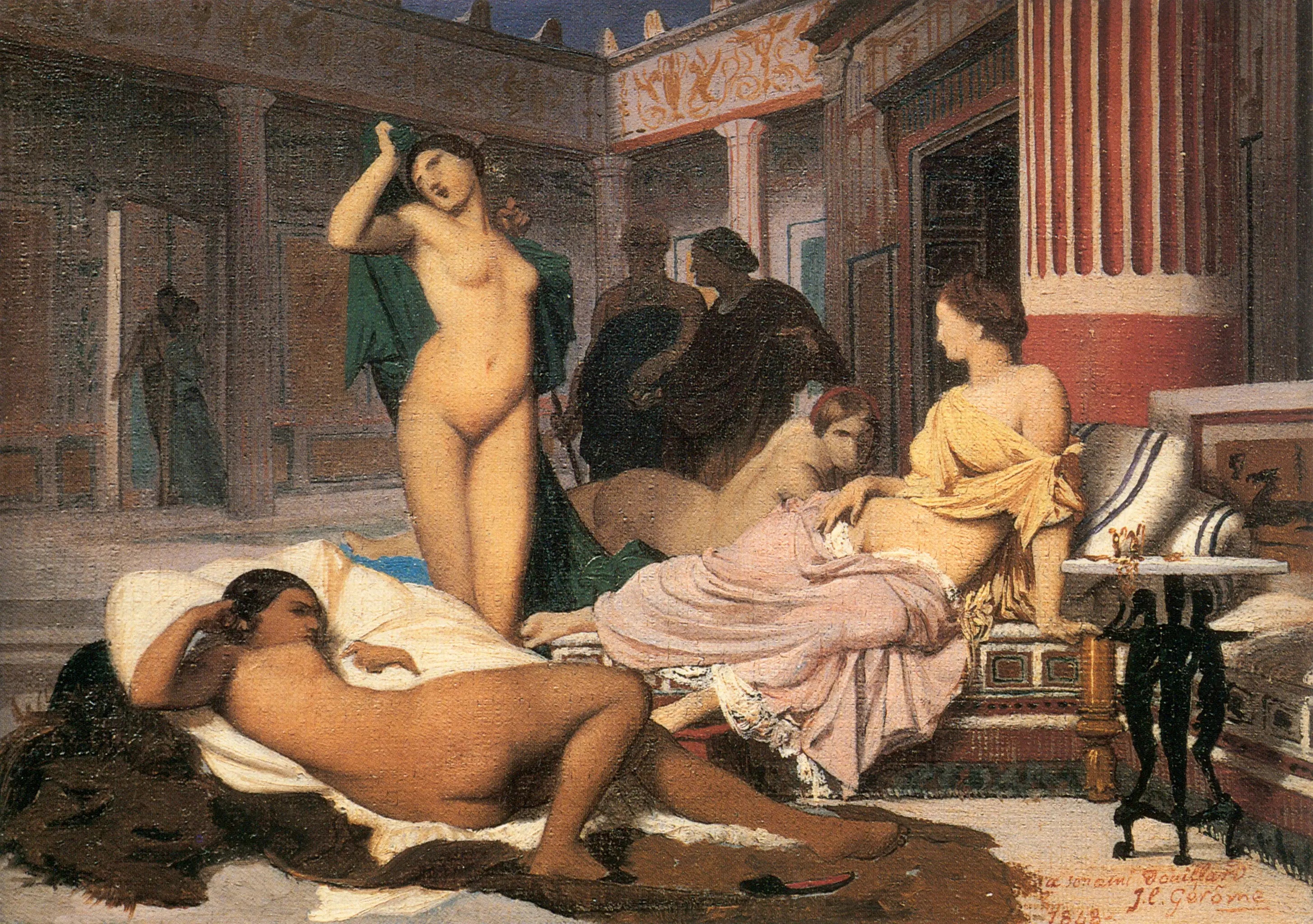 Reproduction du tableau « Intérieur grec - Jean-Léon Gérôme » par Alpha Reproduction en peinture à l’huile