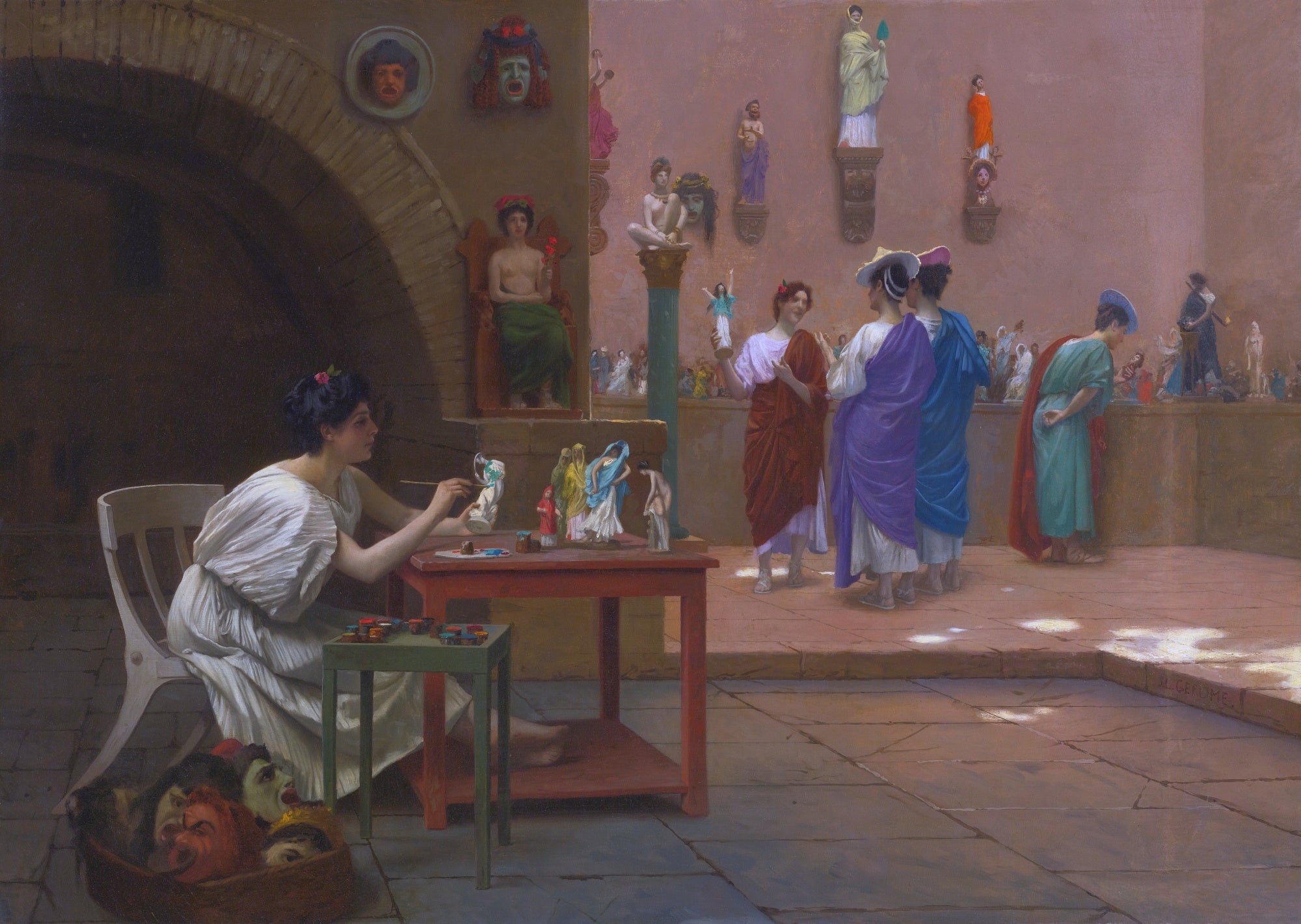 Reproduction du tableau « Atelier de Tanagra - Jean-Léon Gérôme » par Alpha Reproduction en peinture à l’huile