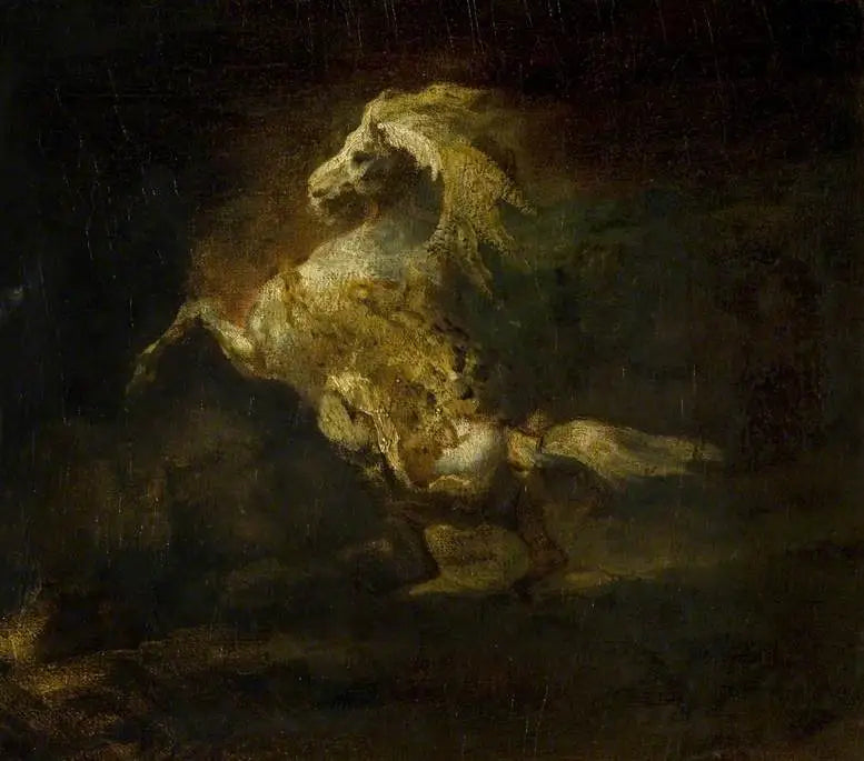 Reproduction du tableau « Un cheval gris cabré - Théodore Géricault » par Alpha Reproduction en peinture à l’huile