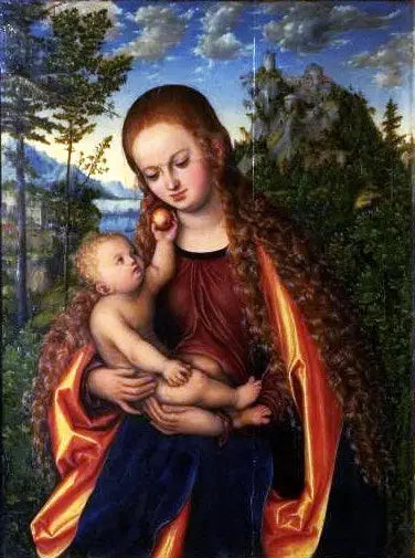 La Vierge à l'Enfant dans un paysage somptueux - Lucas Cranach the Elder
