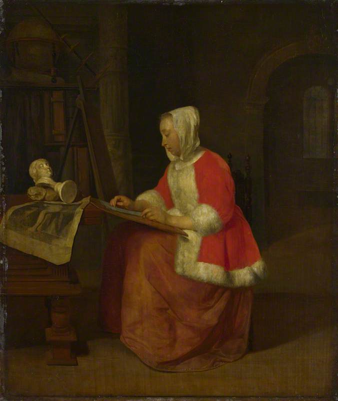 Dessin d'une jeune femme assise - Gabriel Metsu