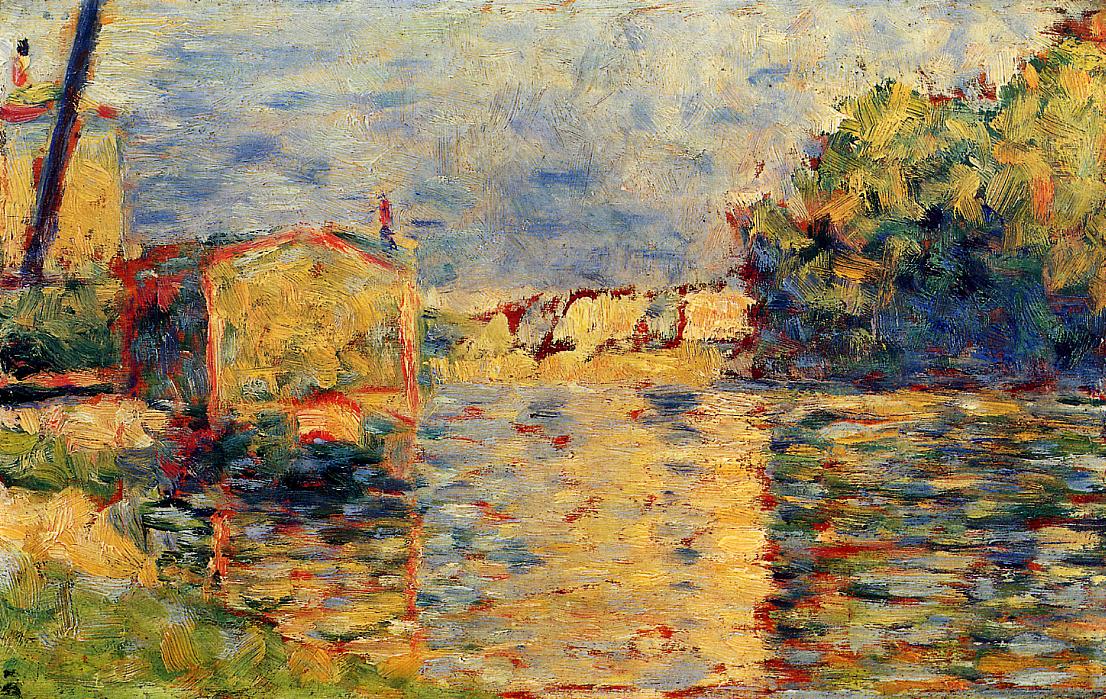 Reproduction du tableau « Bord de la rivière - Georges Seurat » par Alpha Reproduction en peinture à l’huile