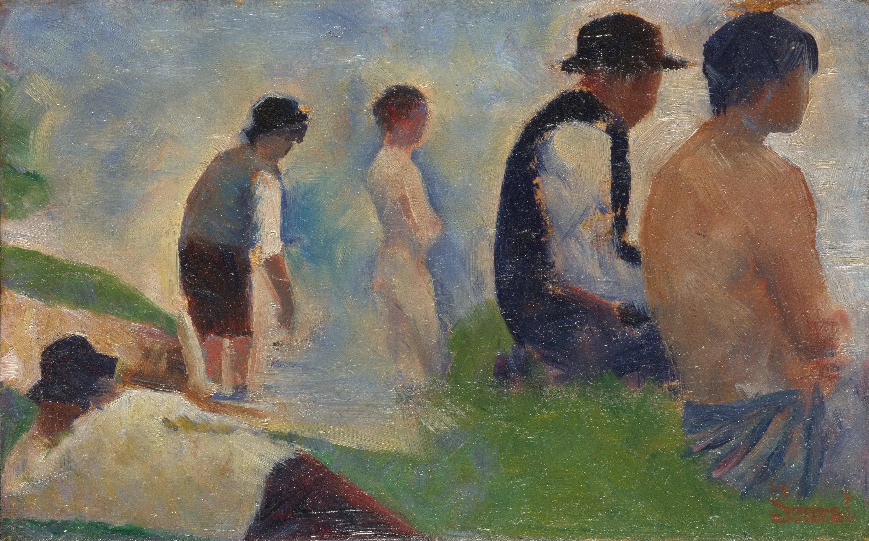 Reproduction du tableau « Baigneurs à Asnières (Étude II) - Georges Seurat » par Alpha Reproduction en peinture à l’huile