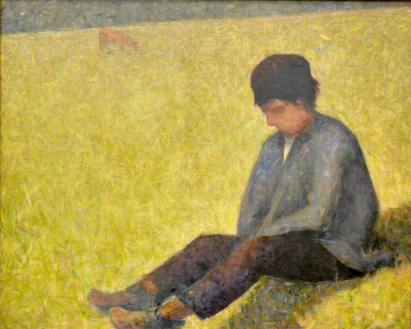 Garçon assis dans un pré - Georges Seurat