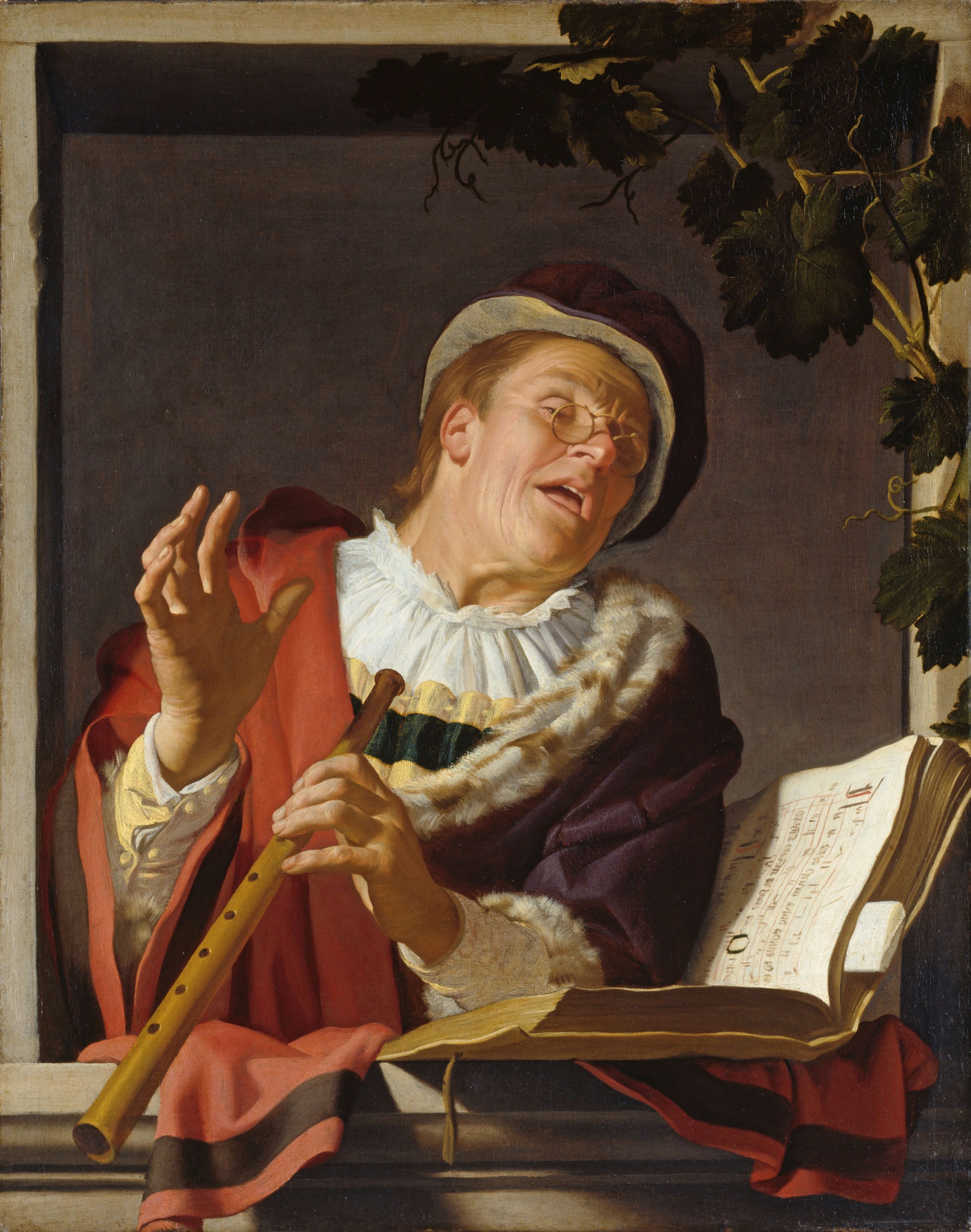 Joueur de flûte chantante - Gerrit van Honthorst