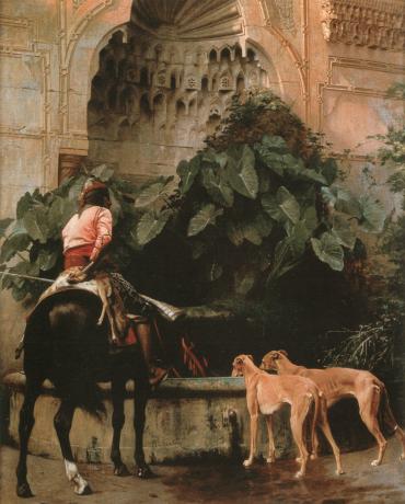 Reproduction du tableau « De retour de la chasse - Jean-Léon Gérôme » par Alpha Reproduction en peinture à l’huile