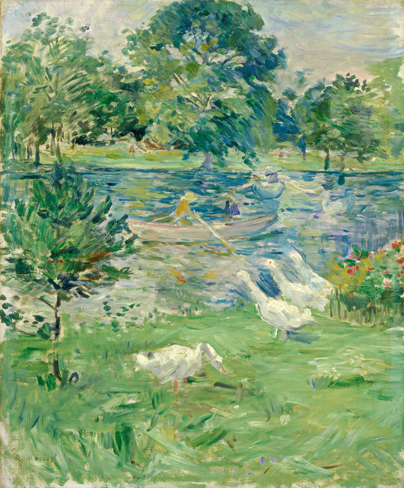 Fille dans un bateau avec des oies - Berthe Morisot