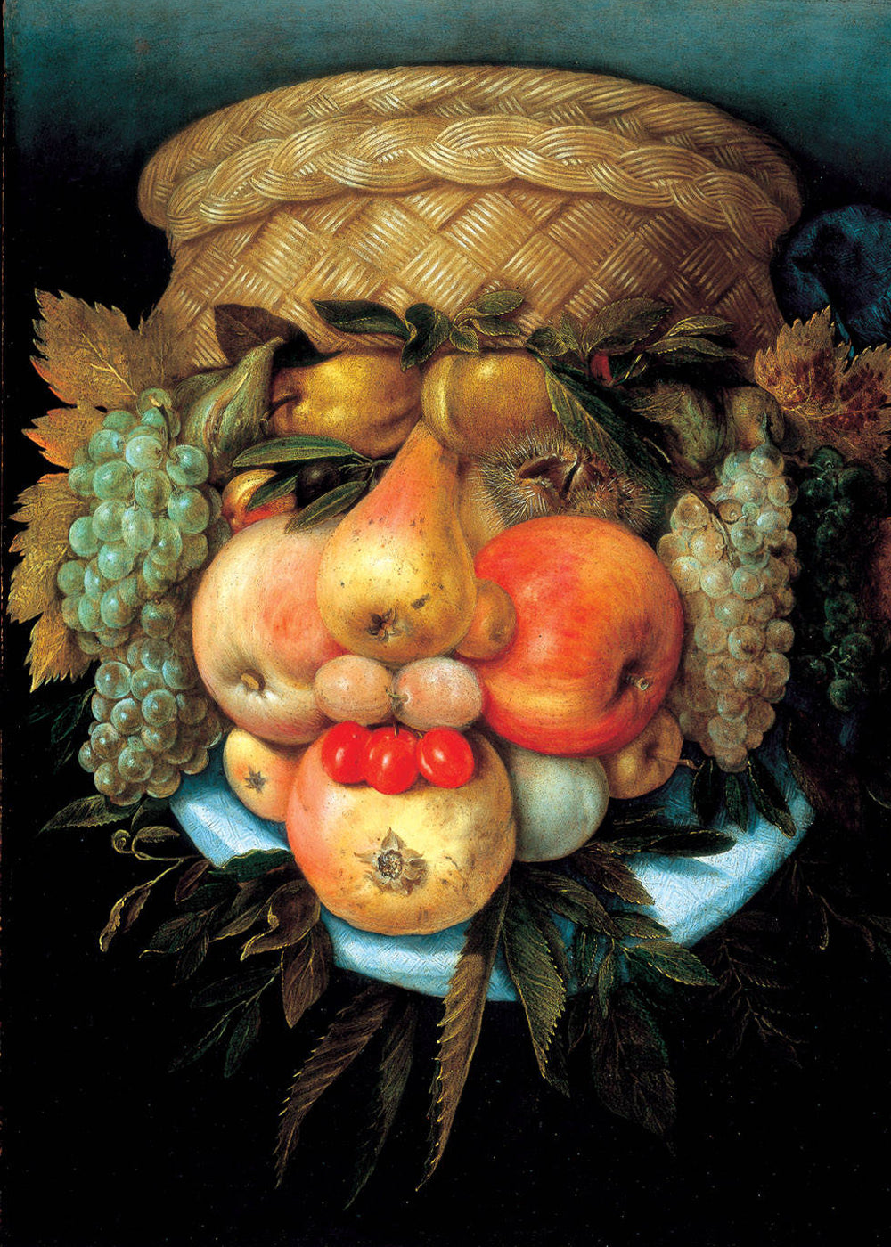 Tête réversible avec panier de fruits - Giuseppe Arcimboldo