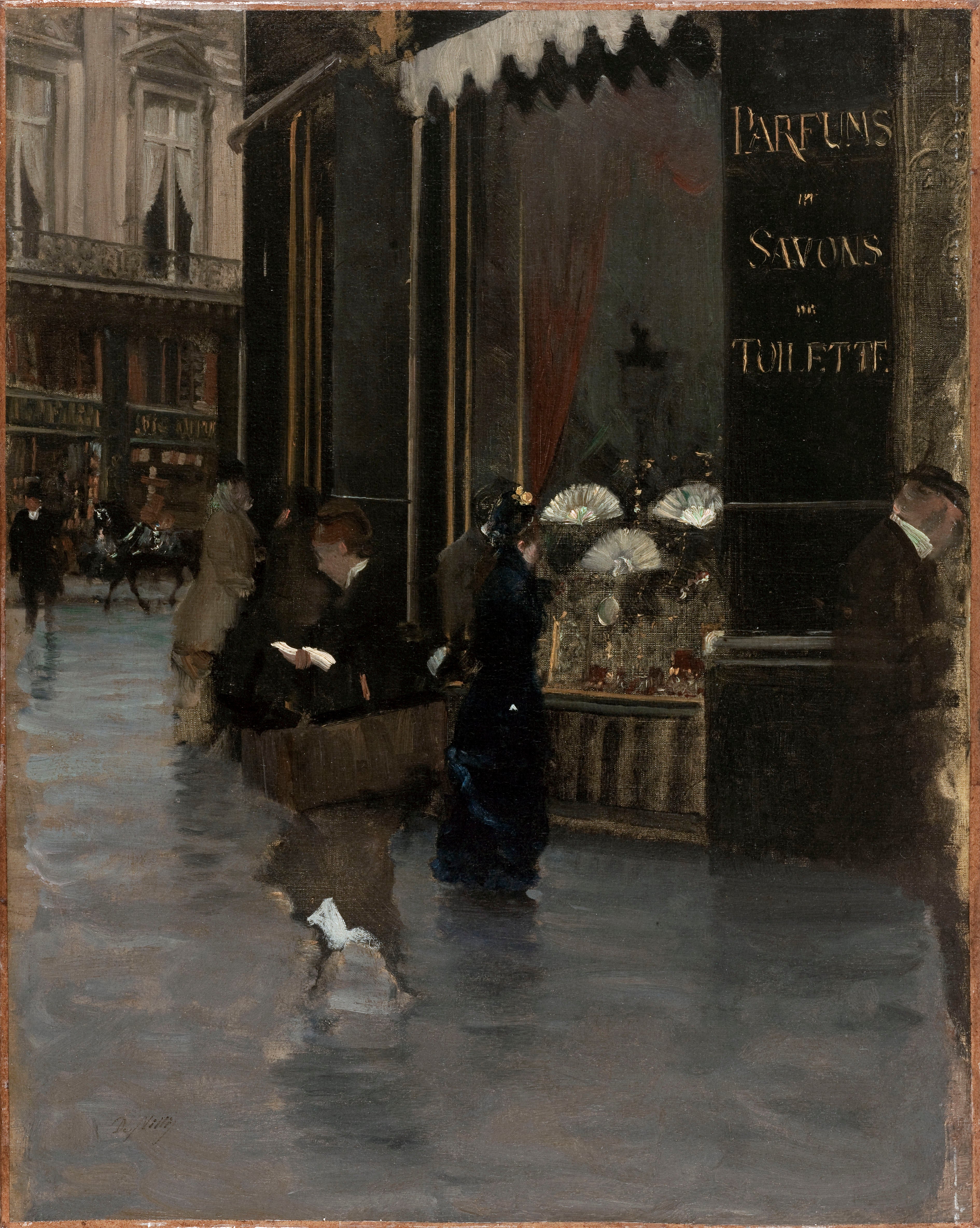 La parfumerie Violet, à l'angle du boulevard des Capucines et de la rue Scribe - Giuseppe De Nittis