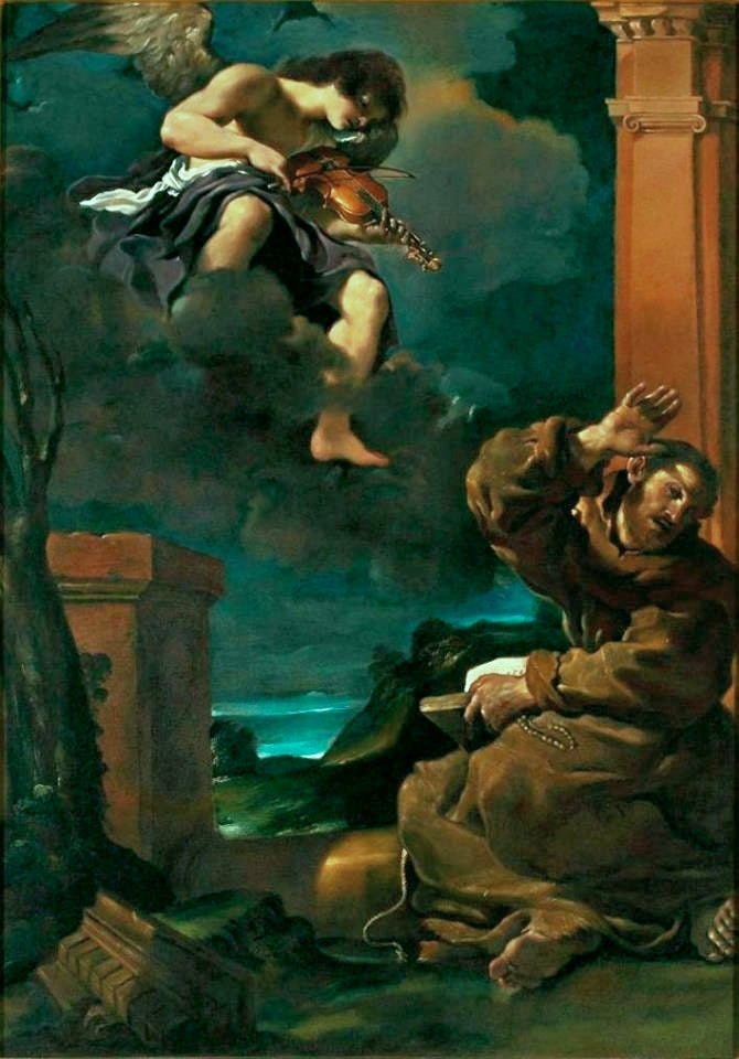Saint François en extase avec un ange musicien - Guercino
