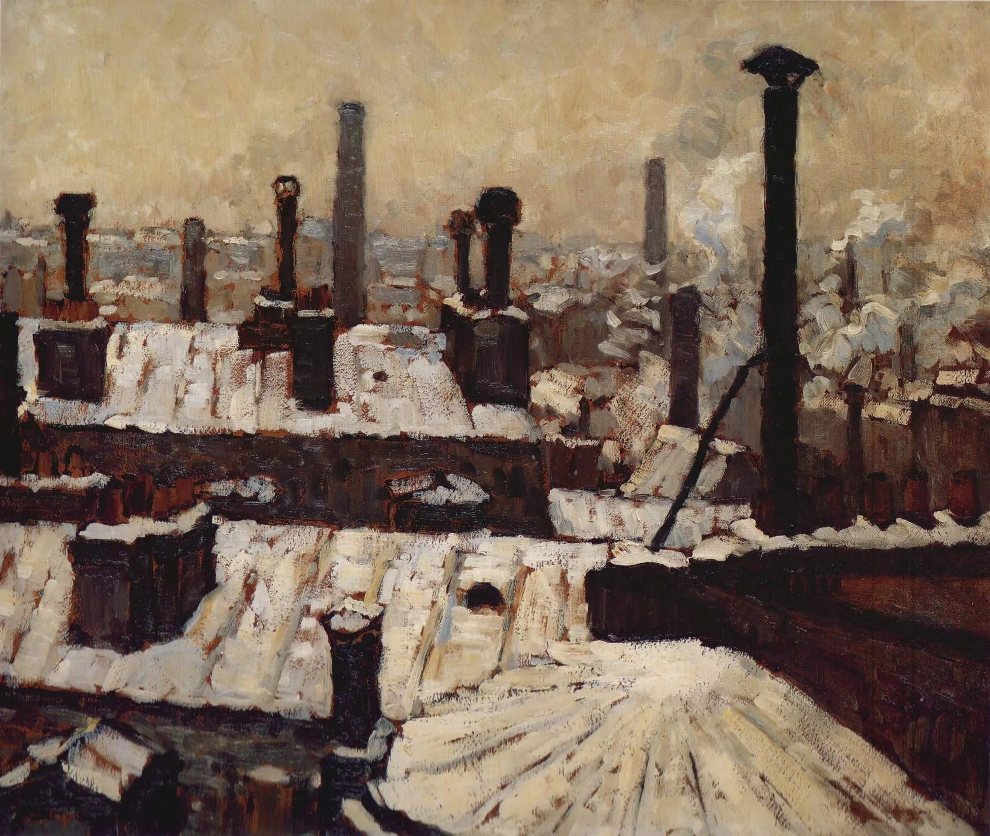 Reproduction du tableau « Toits sous la neige, Paris - Gustave Caillebotte » par Alpha Reproduction en peinture à l’huile