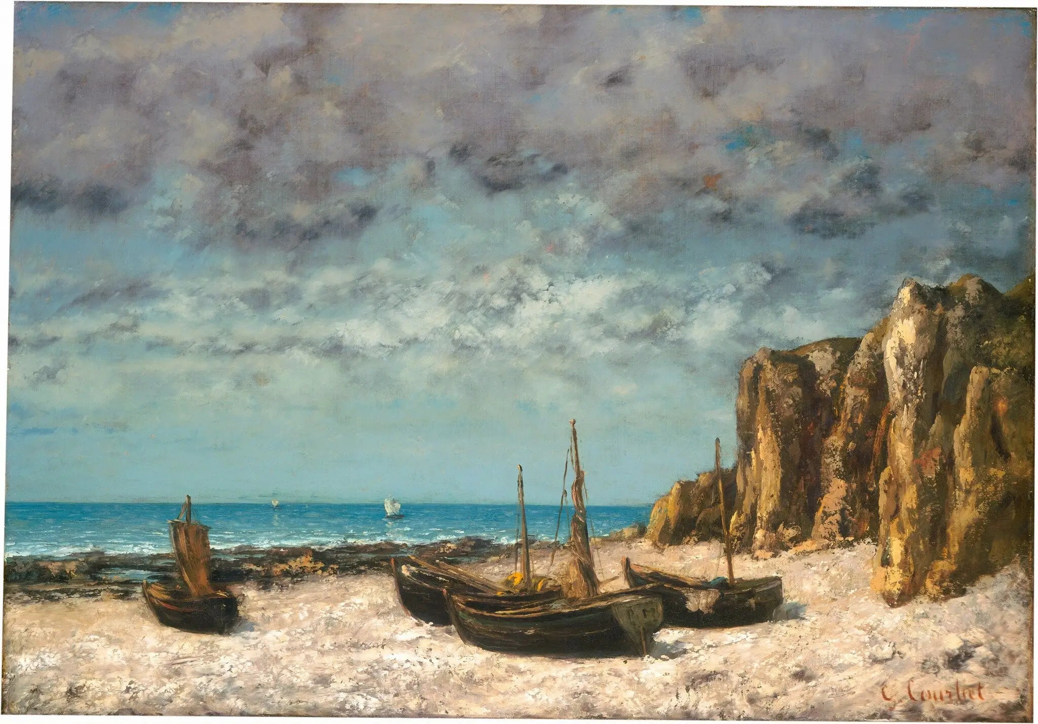Bateaux sur une plage Etretat - Gustave Courbet - Alpha Reproduction