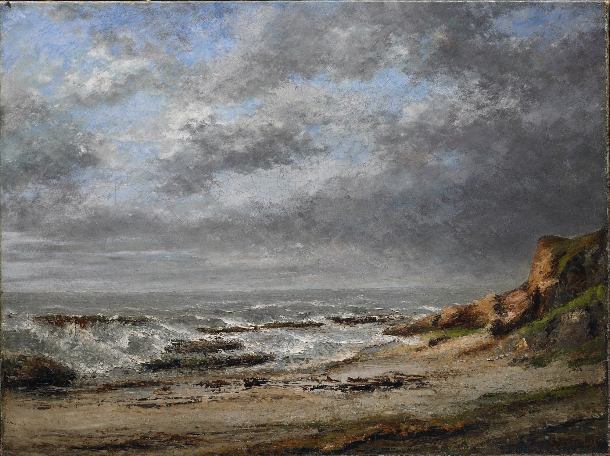 Vue d'une mer agitée près d'une falaise - Gustave Courbet